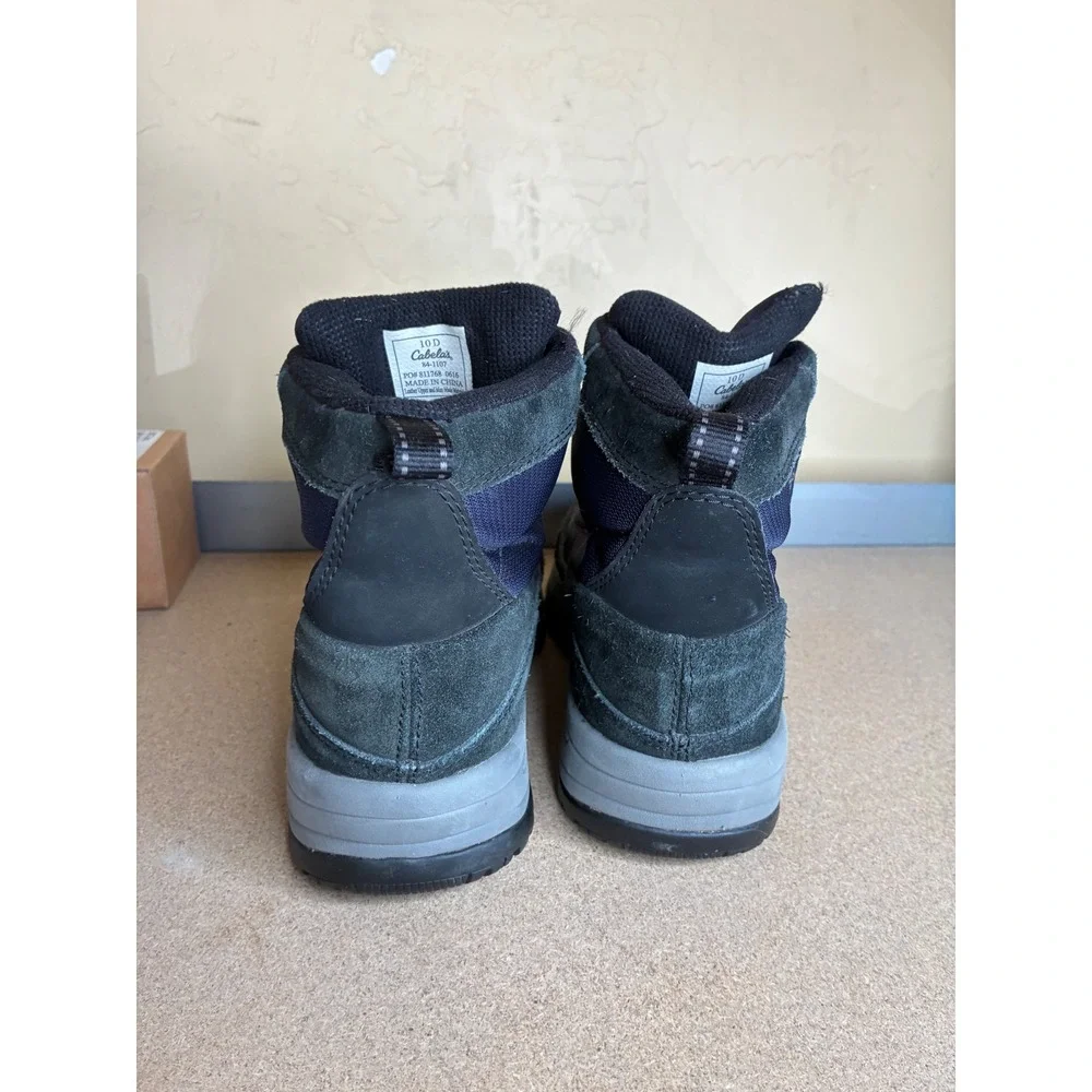 Cabelas Dry-Plus Thinsulate Ultra Winter Boots Mens 10 D Black Suede Zip 84-1107